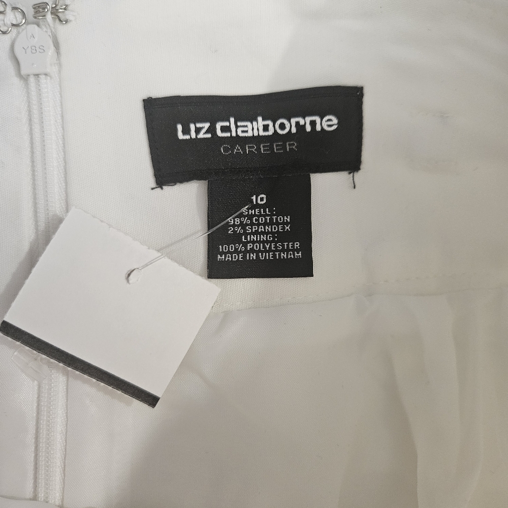 NWT Liz Claiborne White Belted Pencil Skirt - Picture 5 of 6
